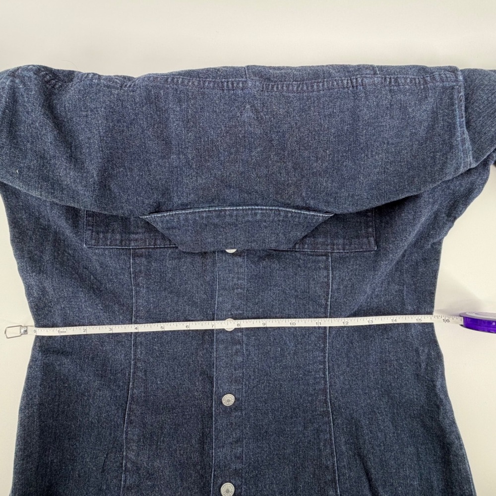 Tommy Hilfiger Jeans Denim Shirt Dress Dark Wash Stretch Size 8 Y2K Vintage - Picture 8 of 11